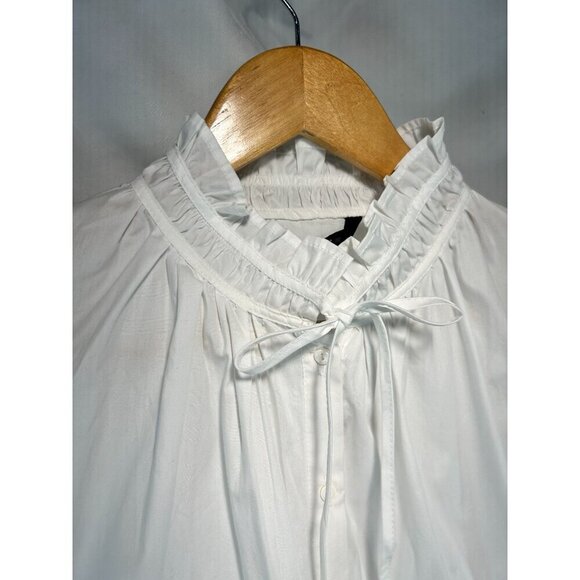 NWT Zara Women's White Oversized Poplin Shirt Long Sleeve Button Front Size XS - Picture 3 of 9